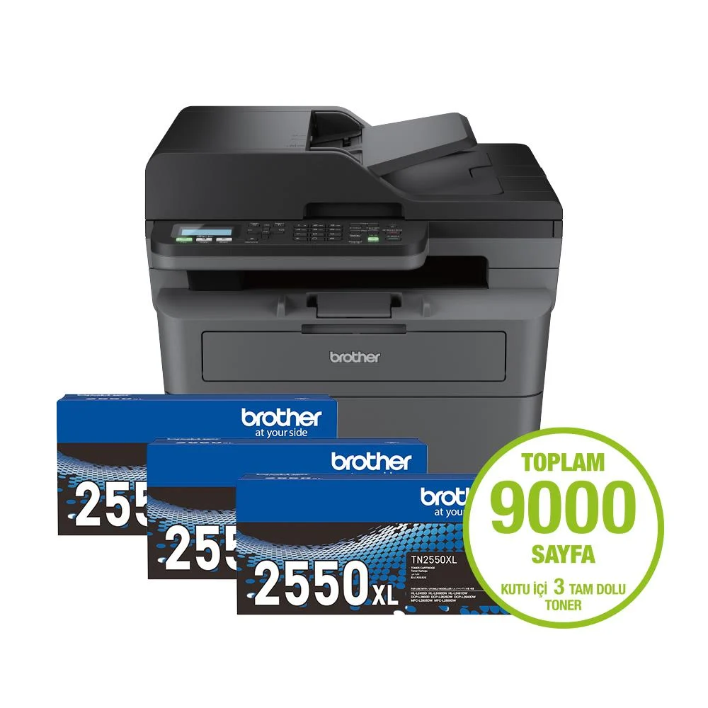 BROTHER MFC-L2806DW FOTOKOPİ, TARAYICI, FAKS Wi-Fi MONO LAZER YAZICI+2 TONER